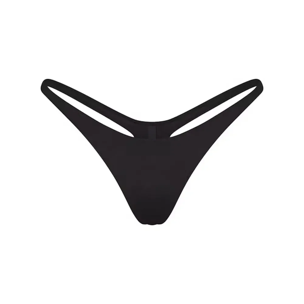 Nwt SKIMS Signature Swim Thong Bikini Bottom Onyx Black Size M